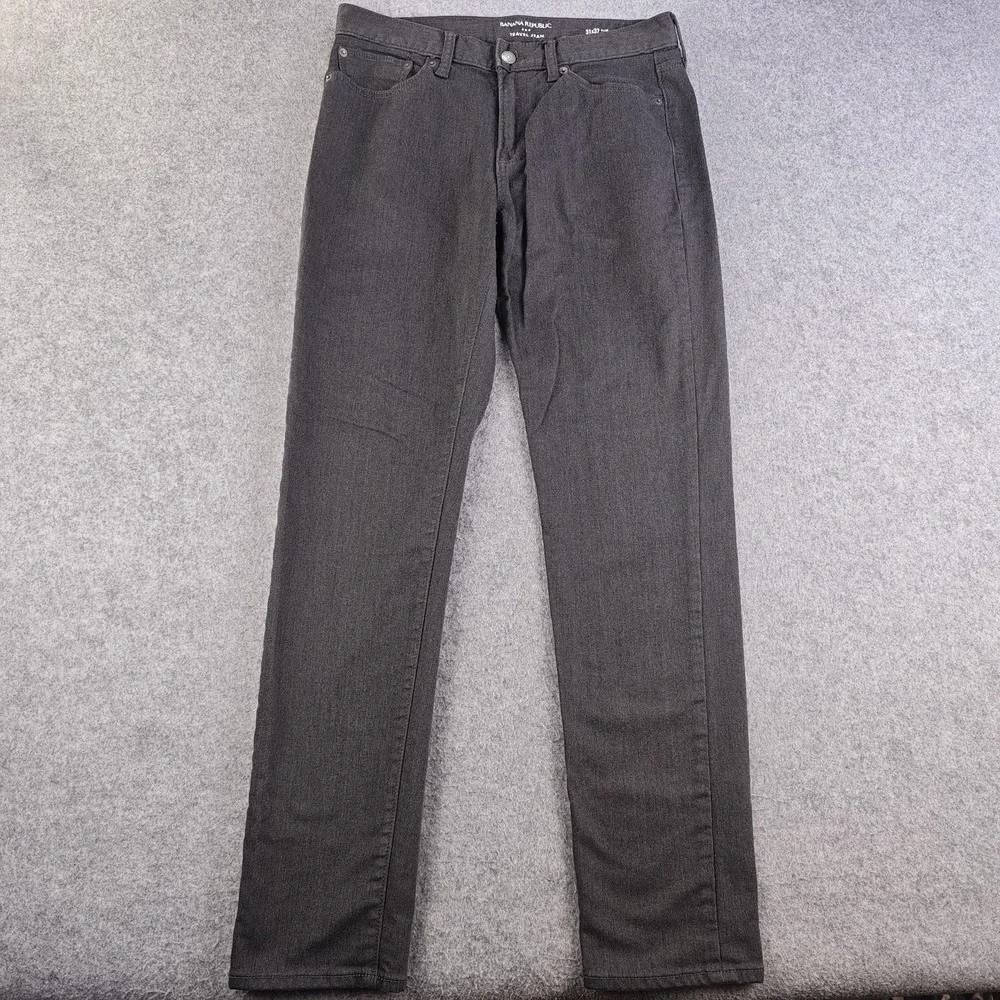 Banana Republic Traveler Jeans Men's 31x32 Slim Fit Gray Straight Leg Stretch